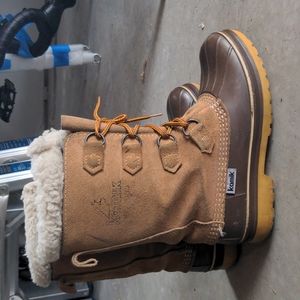 Kamik Winter Boots Women's Size 8 Brown Leather Fur Trim Insulated Waterproof